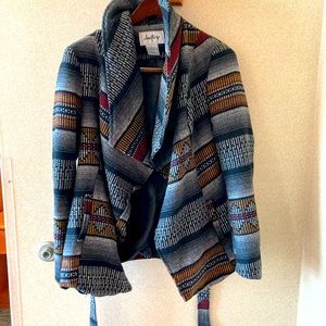 Southwestern style print wrap jacket